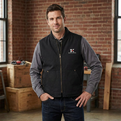 Embroidered Washed Duck Cloth Work Vest — Durable Outdoor Utility Vest with Logo
